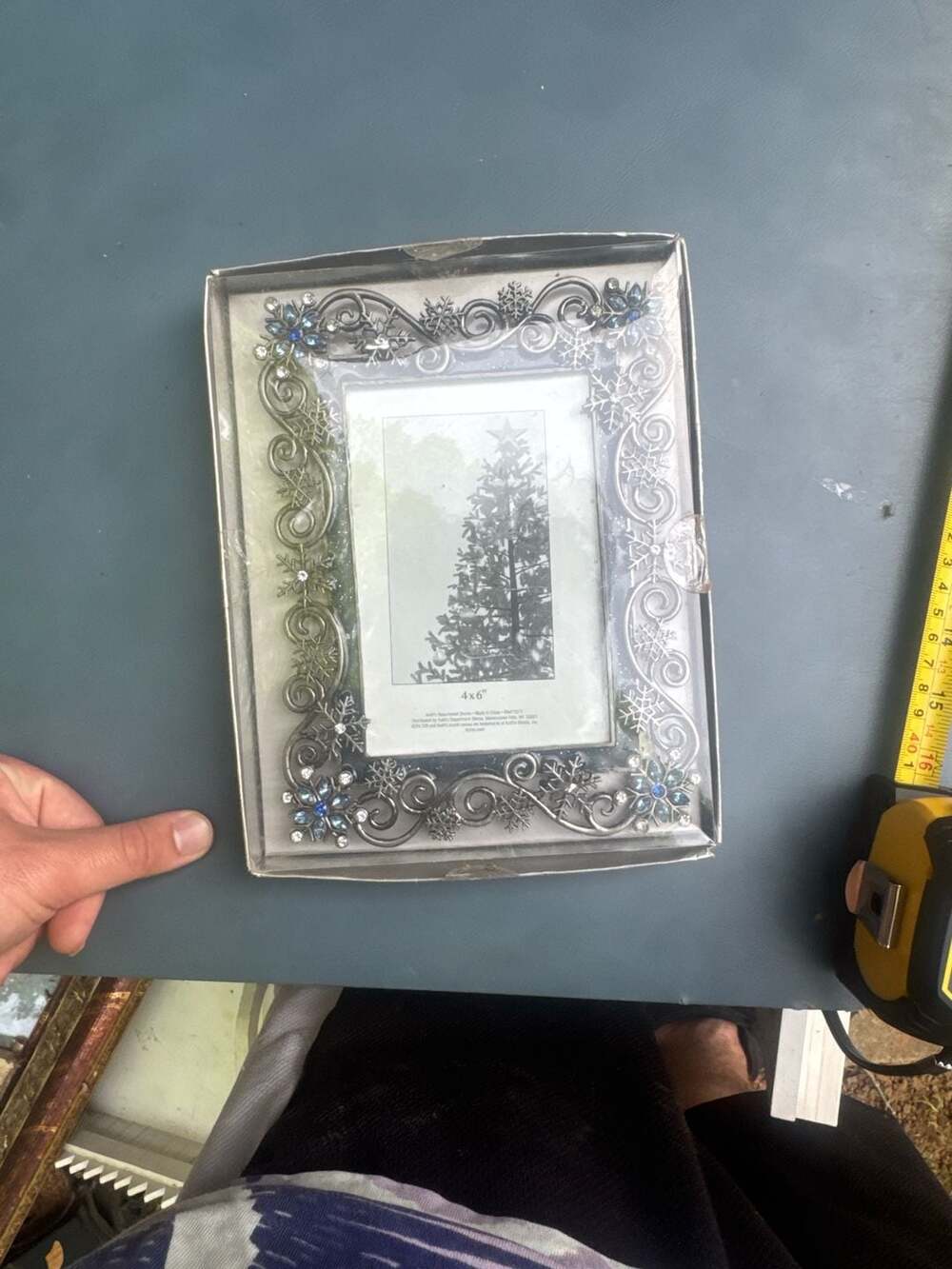 St. Nicholas Square Silver Jeweled Snowflake 4x6 Picture Frame